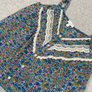 dELiA*s Floral Cami Top Womens Small Blue Y2K Babydoll Boho Lace Feminine